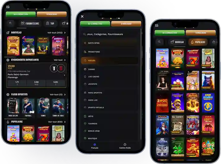 Utilisation mobile de Wildsino