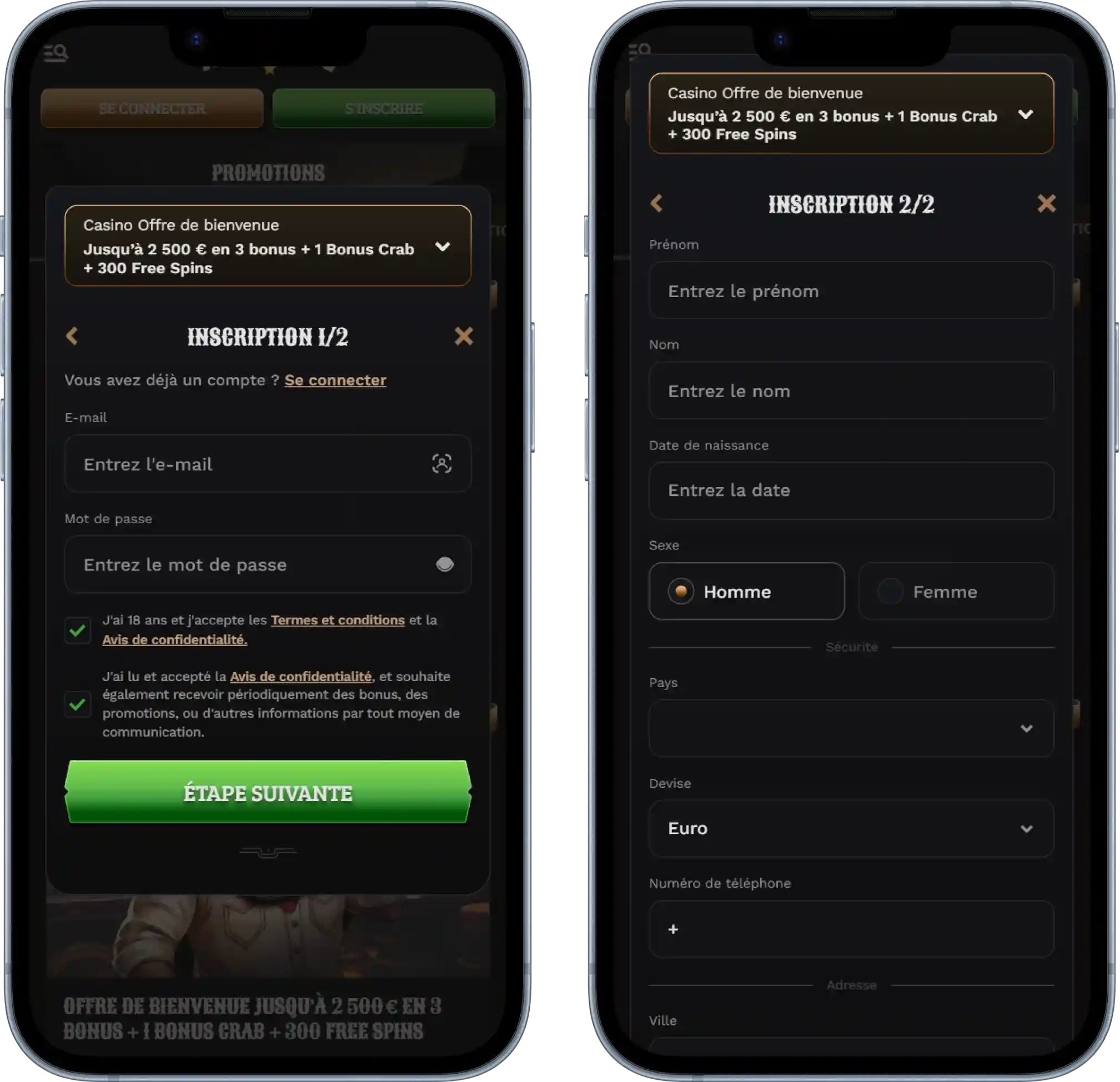 Connexion et Inscription sur Wildsino